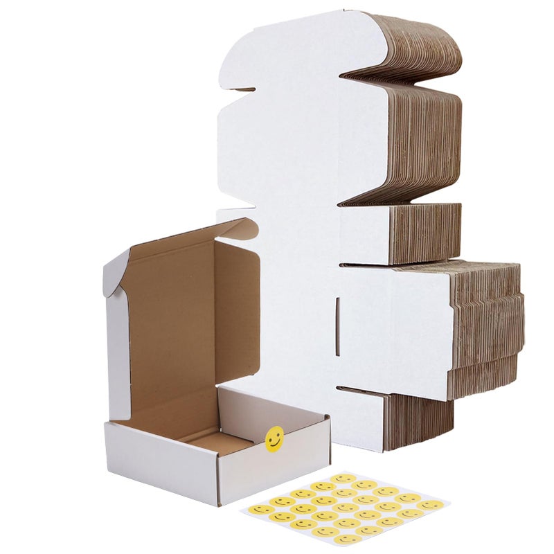 RLAVBL 6x6x2 Small Shipping Boxes Set of 25, White Corrugated Cardboard Box for Packing, Mailing, Business - Image 1